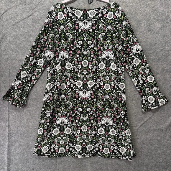 J. Jill Wearever Collection Dress‎ Womans Sz M Black Floral Trapeze Stretch - Picture 2 of 6